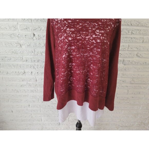 Simply Vera Wang Women Sweater 2X Plus Pullover Long Sleeve Brown Crochet BRO4E - Picture 4 of 9